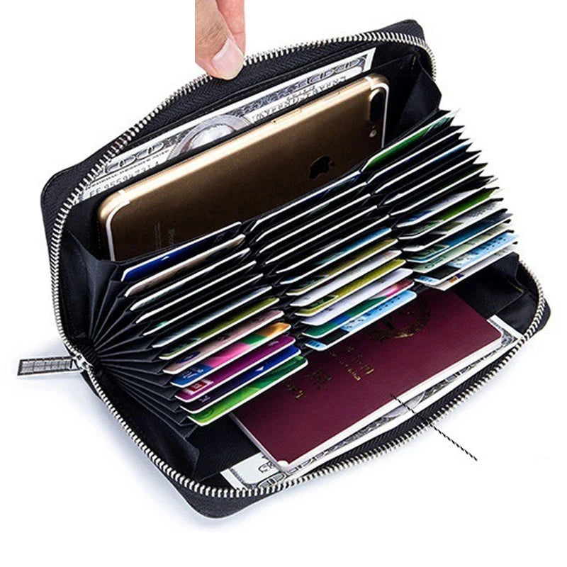 RFID Blocking Genuine Leather Wallet with Phone Case & Coin Purse