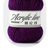 Purple acrylic line yarn in a ball, labeled as 43-thread count.