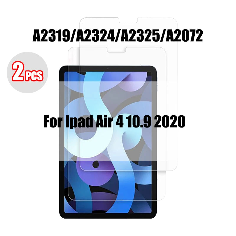 Two tempered glass screen protectors for iPad Air 4 10.9 2020 models A2319/A2324/A2325/A2072