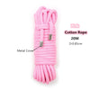 Pink cotton rope with metal covers, 20 meters long.