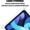 A close-up view of a blue iPad screen showing a colorful wallpaper, demonstrating a case-friendly screen protector.