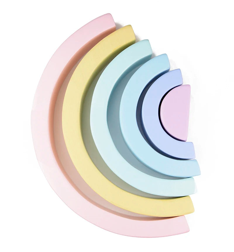 Wooden Rainbow Stacking Blocks - Montessori Educational Toy for Kids