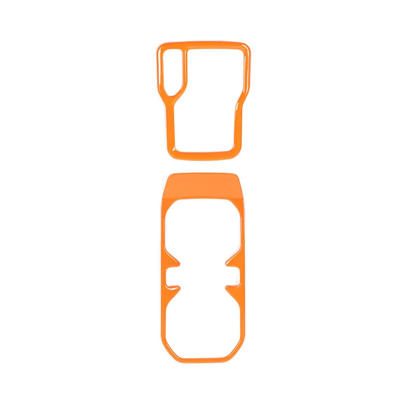 Orange ABS gear shift panel and cup holder trim cover for Jeep Wrangler JL and Gladiator JT