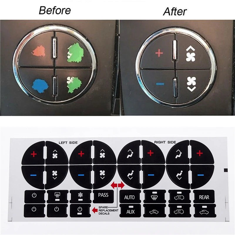 AC Climate Control Button Repair Sticker Kit for GMC, Buick, Chevy