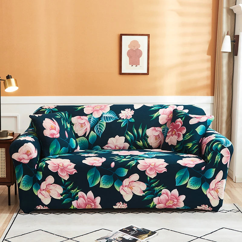 Slip-Resistant Stretch Sofa Cover with Floral Design