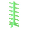 A bright green stackable display stand for holding sunglasses and reading glasses.
