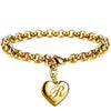 Gold Heart Alphabet Charm Bracelet