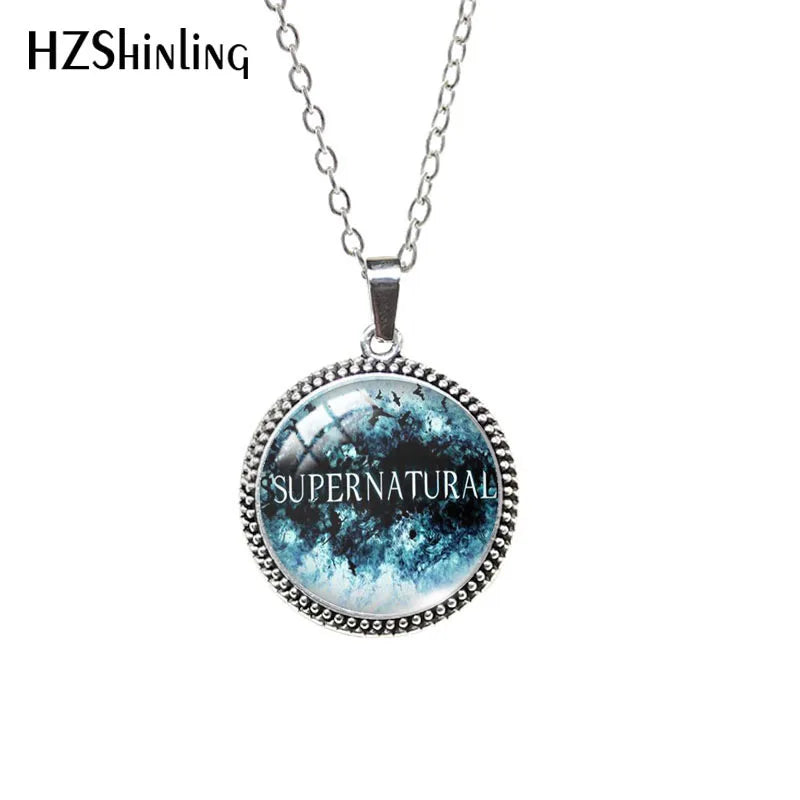 Destiel-Inspired Glass Cabochon Pendant Necklace