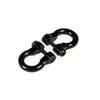 A pair of black metal alloy tow shackles for an RC crawler, packaged as a 2-pack.