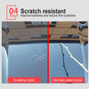 Comparison showing a surface without plating crystal versus one that has been plated crystal for scratch resistance.