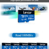 A series of Lexar microSD memory cards showing various capacities and models for high-speed performance.