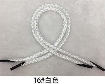 A white 16# polypropylene gift string rope tied in a bow, with black tips visible.