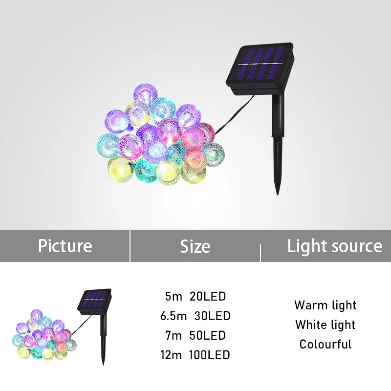 Solar-Powered Crystal Globe String Lights
