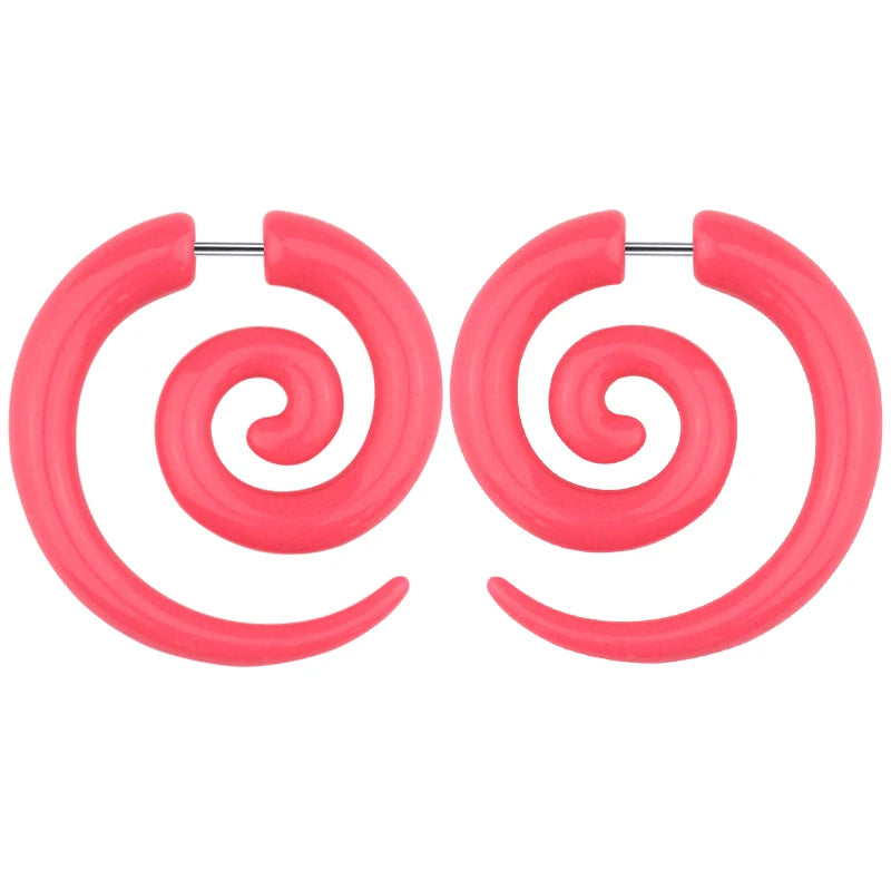 Pendientes de espiral acrílicos tipo túnel falso