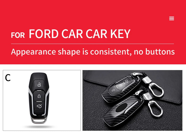 Carbon Fiber Car Key Cover for Ford Models