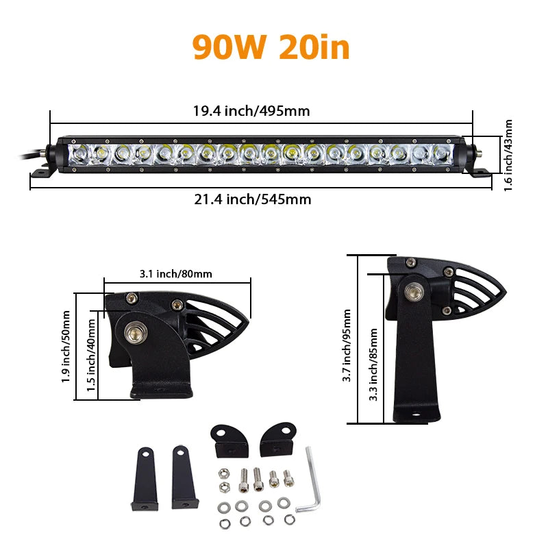 Single Row LED Light Bar for Off-Road Vehicles
