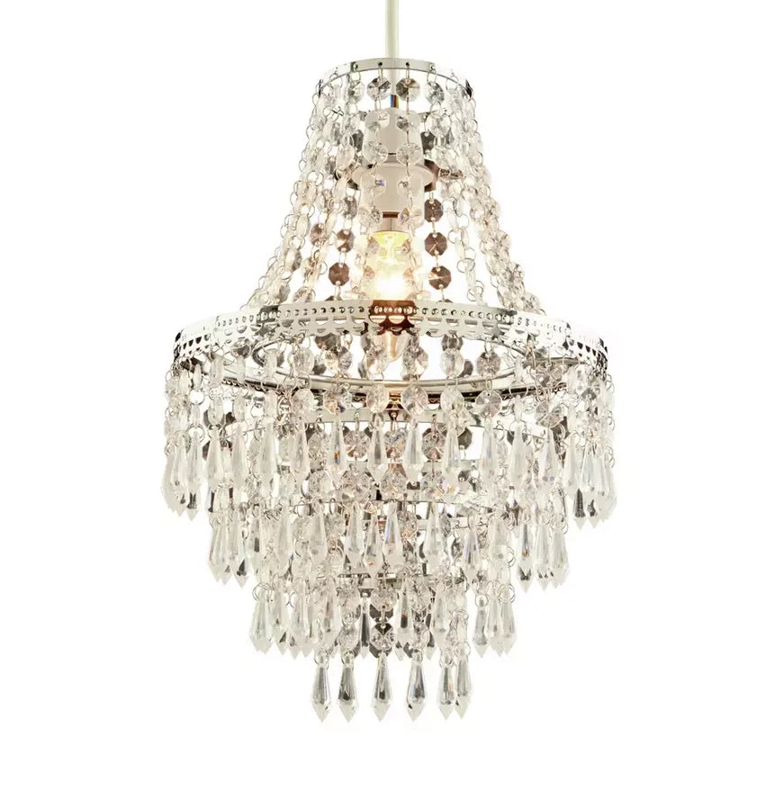 Abat-jour de lampe chromé à 5 étages en perles