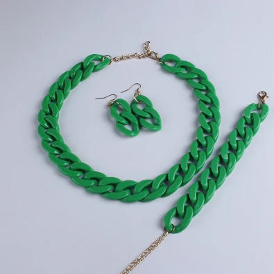 Colorful Acrylic Chain Necklace Set for Women