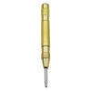 A gold-colored spring-loaded automatic center punch tool with a sharp point.