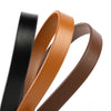 Three leather straps in black, tan, and brown colors shown diagonally.