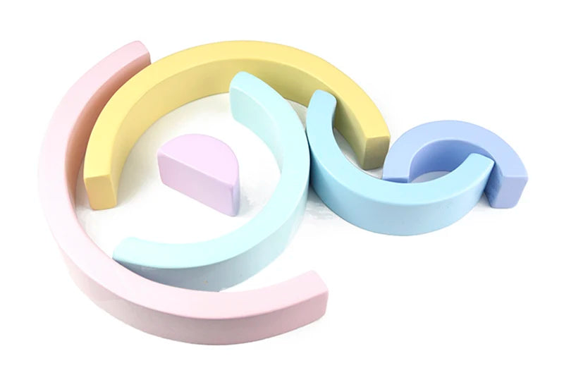 Wooden Rainbow Stacking Blocks - Montessori Educational Toy for Kids