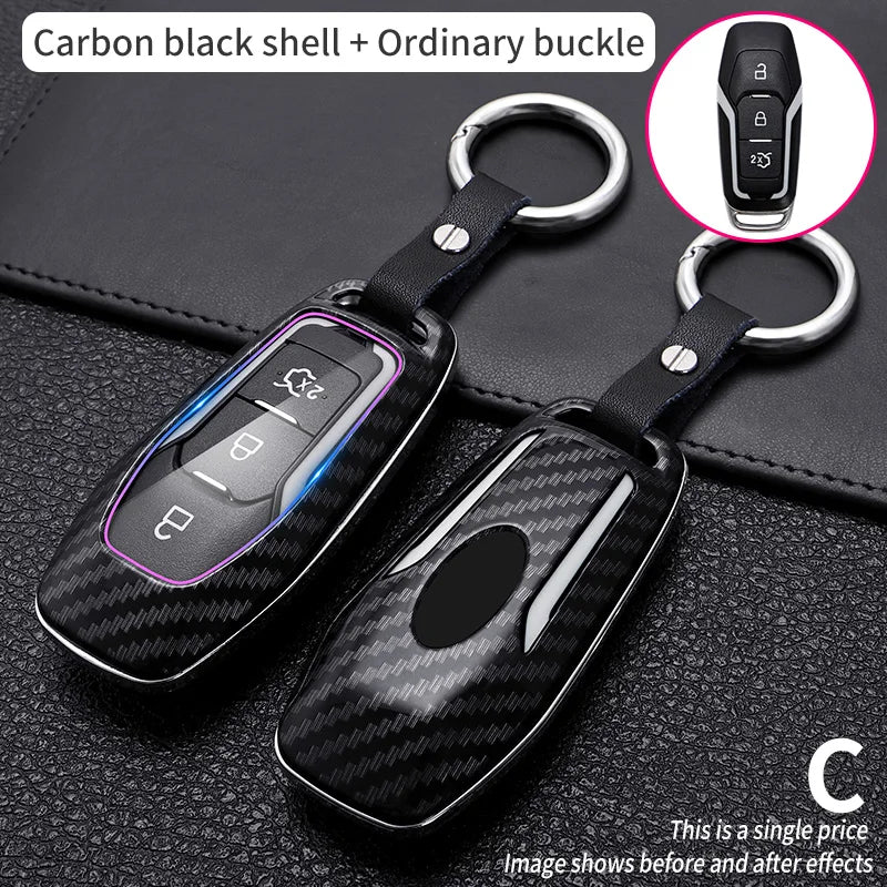 Carbon Fiber Car Key Cover for Ford Models