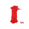 A bundle of bright red soft silk bondage rope, approximately 5 meters long.