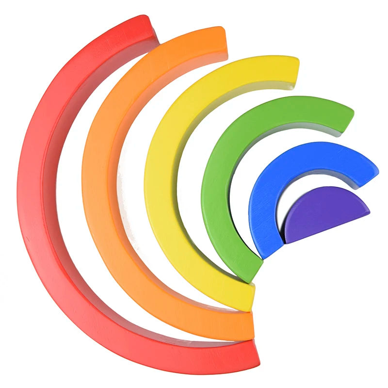 Wooden Rainbow Stacking Blocks - Montessori Educational Toy for Kids
