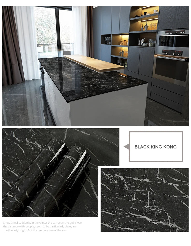 Black Self-Adhesive Waterproof Wallpaper for Kitchen & Furniture Renovation