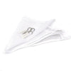 White fabric storage hammock for toys with silver screw hooks