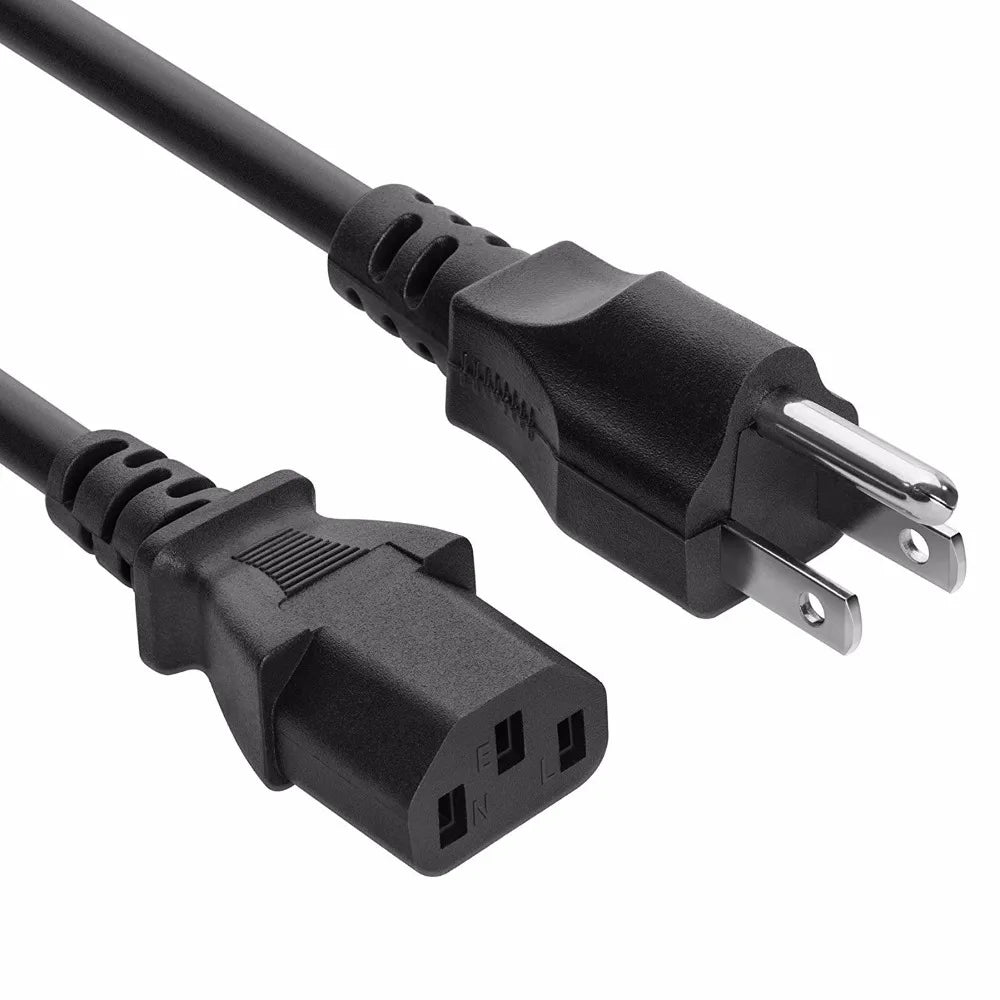 Standard 3-Pin Power Cord (5 ft) for Computers, Monitors & More