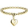 Gold Heart Alphabet Charm Bracelet