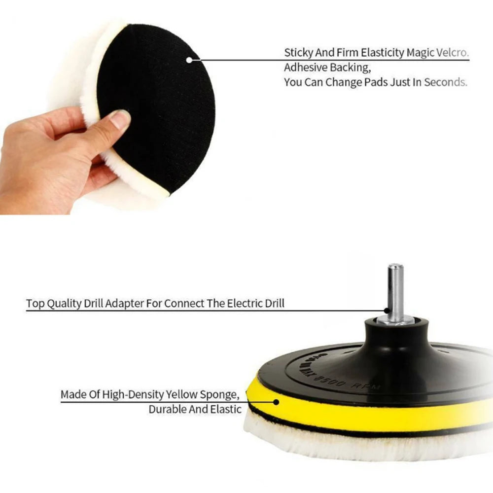 Soft Wool Car Polishing Pad Set with Backing Plate