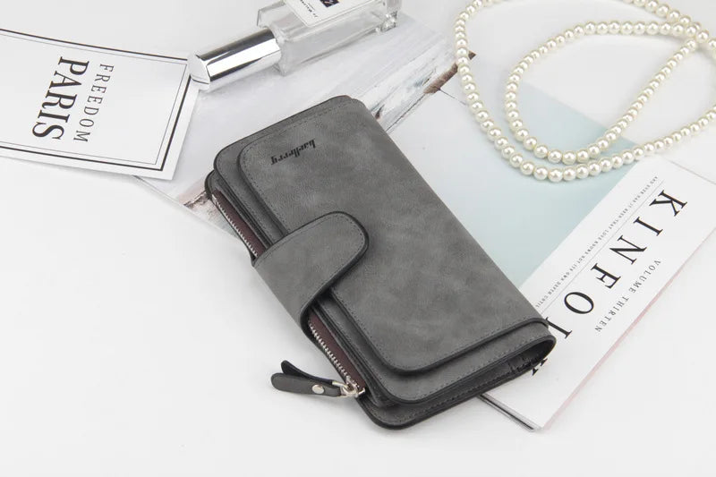 Classic Long PU Leather Wallet with Multiple Pockets