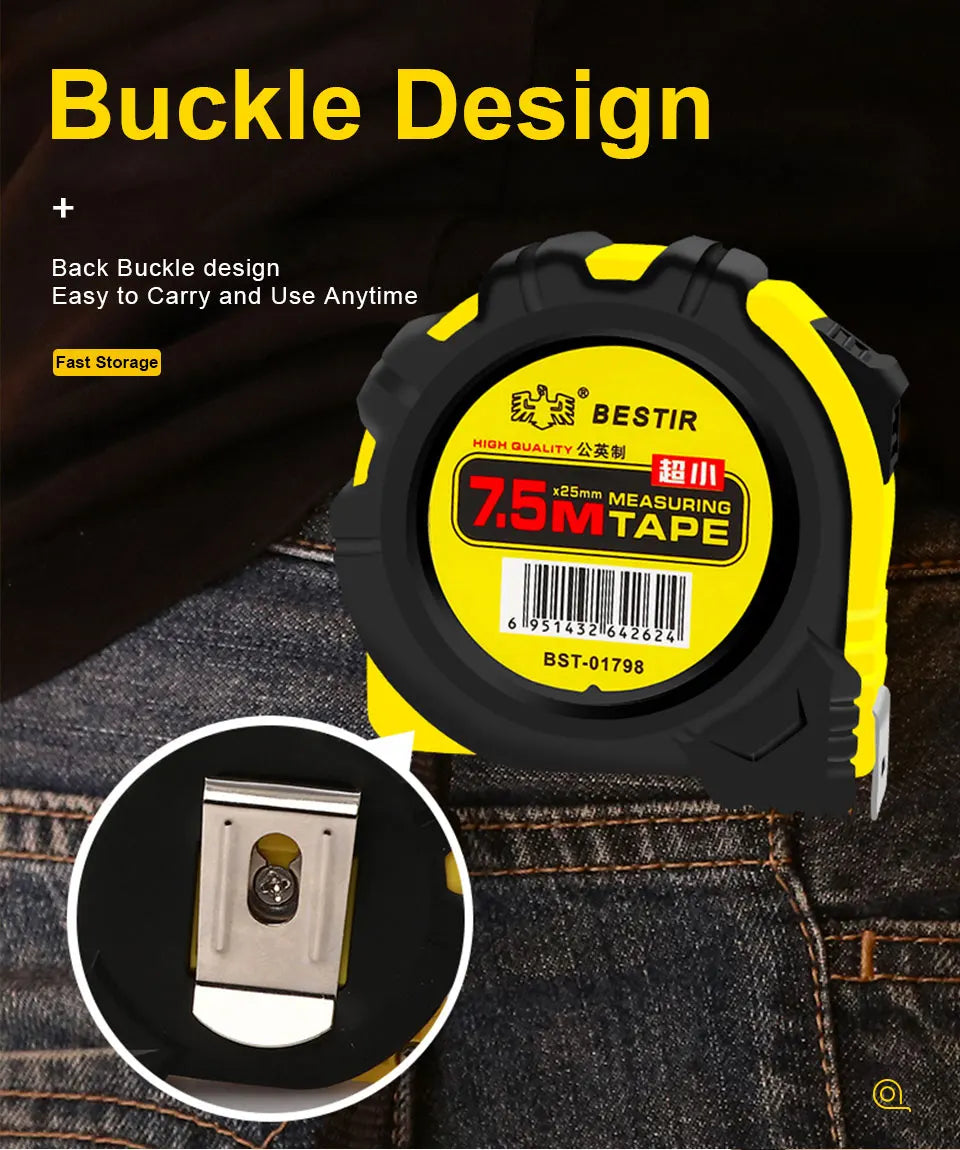 Dual-Scale Retractable Measuring Tape – Metric & Imperial, 3m/5m/7.5m