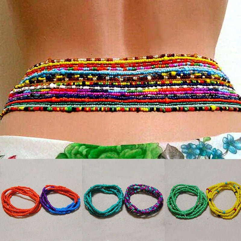 Colorful Elastic Belly Bead Chain Set for Women