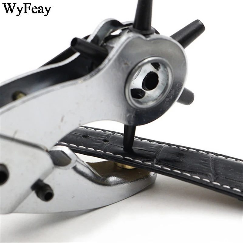 Heavy-Duty Leather Hole Punch Tool with 6 Interchangeable Sizes