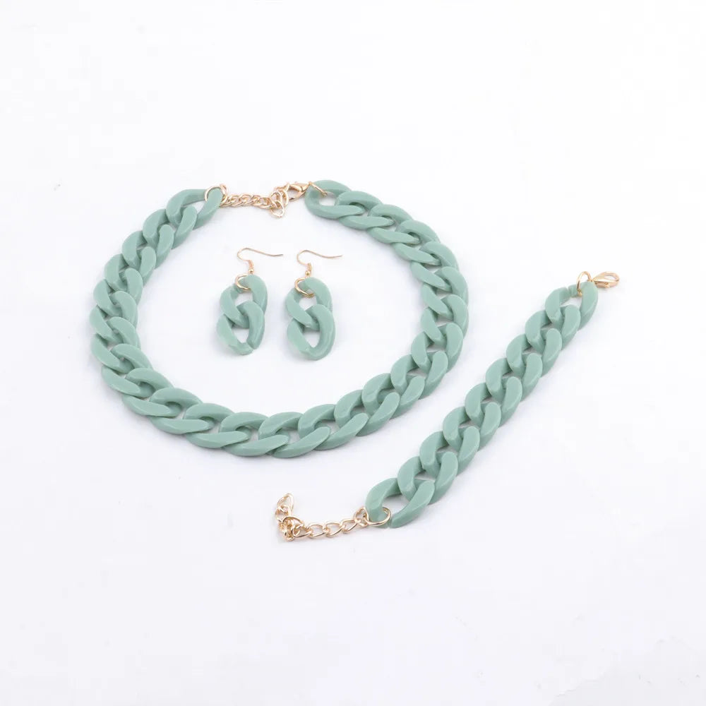 Colorful Acrylic Chain Necklace Set for Women