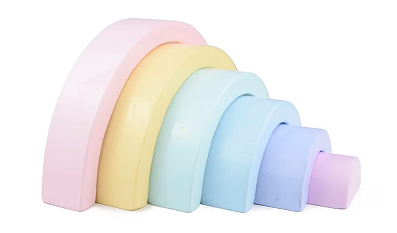 Wooden Rainbow Stacking Blocks - Montessori Educational Toy for Kids