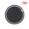 Black non-slip cup mat for cars decorated with silver crystal rhinestones