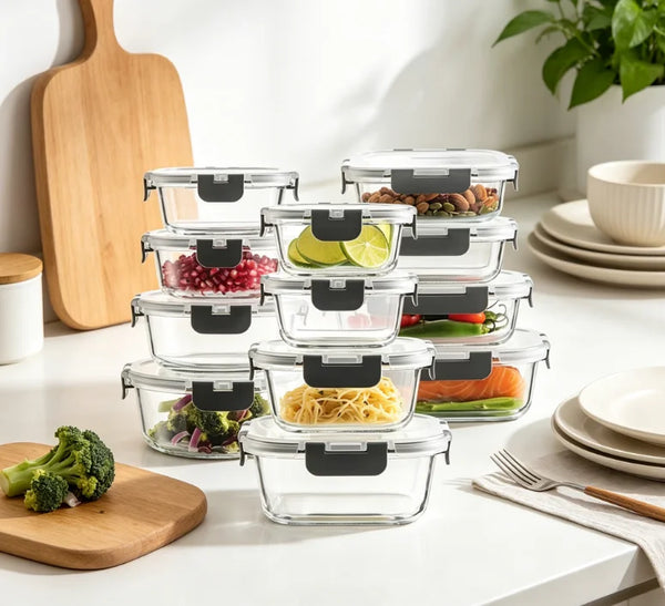 24-Piece Borosilicate Glass Food Storage Container Set