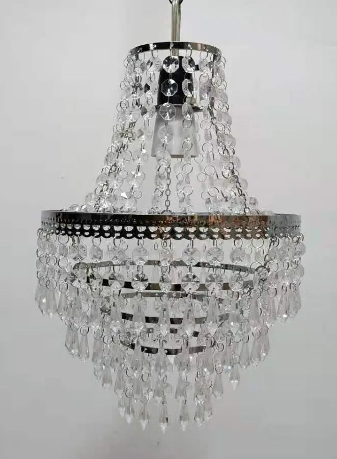 Abat-jour de lampe chromé à 5 étages en perles