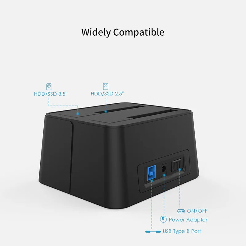 Dual Bay SATA Hard Drive Docking Station with Offline Clone Function