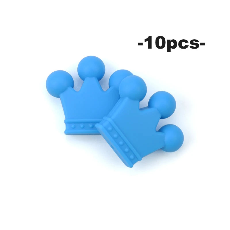 Ten blue silicone crown beads for jewelry making and DIY crafts