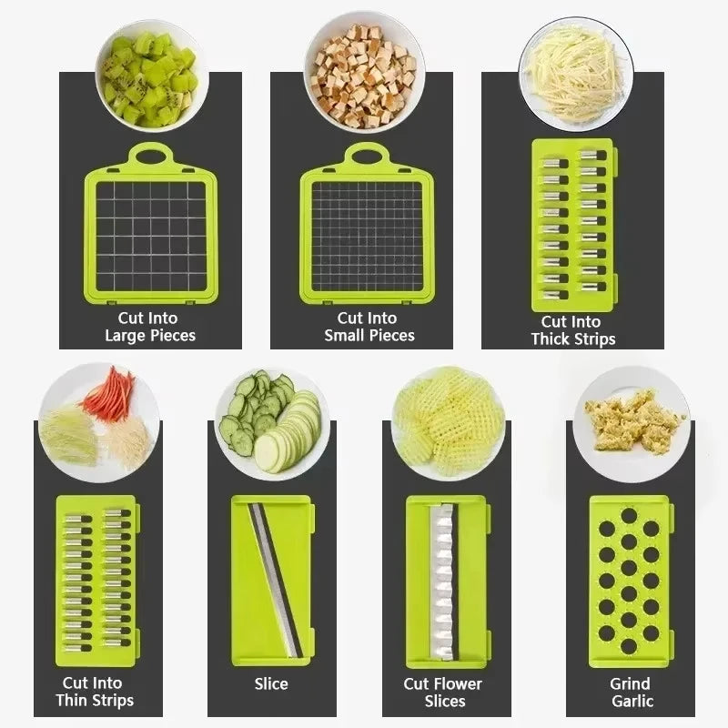 14-in-1 Multifunctional Vegetable Chopper with Interchangeable Blades