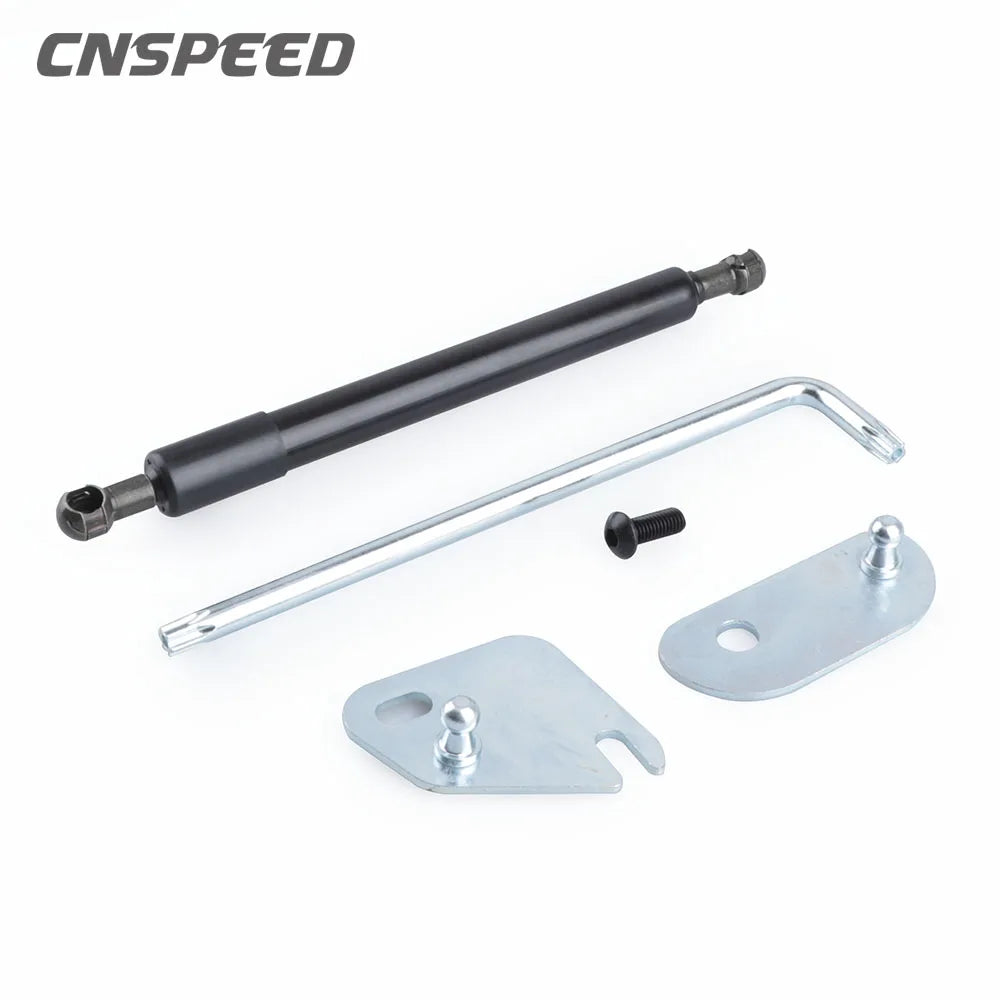 Set of gas spring tailgate struts for a Ford F-150, including a rod and mounting plate.