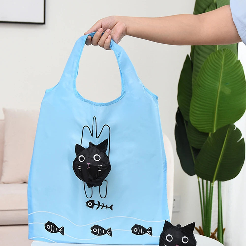 Foldable Cartoon Shopping Bag with Shoulder Straps