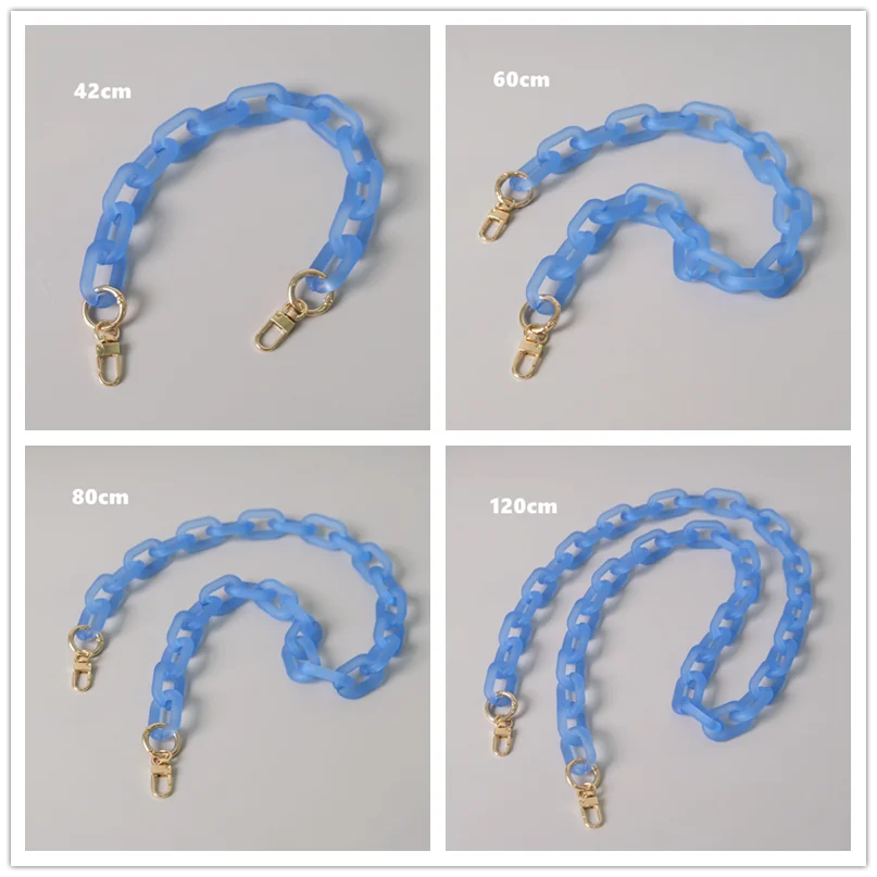 Set abnehmbare blaue Kettengurtbänder in verschiedenen Längen (42cm, 60cm, 80cm, 120cm).