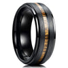 Men's Black Stainless Steel Wedding Band with Double Groove Detail