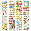A variety pack of 500+ 3D puffy stickers featuring animals, dinosaurs, numbers, and other kid-friendly themes.